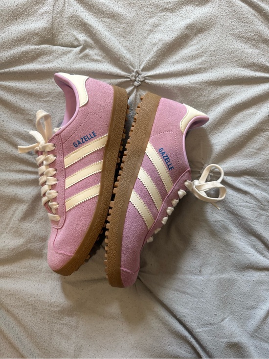adidas Shoes - adidas Gazelle Women's Pink Suede Sneakers with Cream Stripes